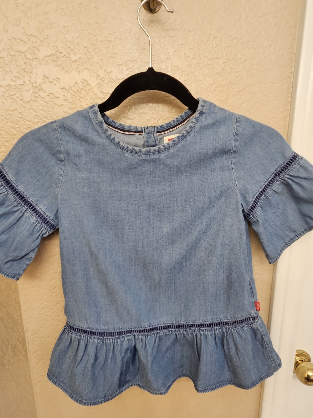 Levi's Girls Denim Peplum Top with Ruffle Sleeves